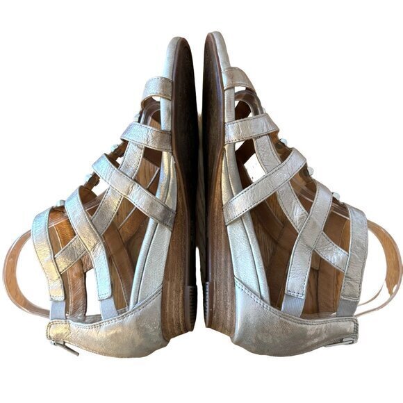 Sofft Women's Rio II Wedge Sandal Silver Metallic Gladiator Strappy Zip Size 8.5 - Picture 6 of 11